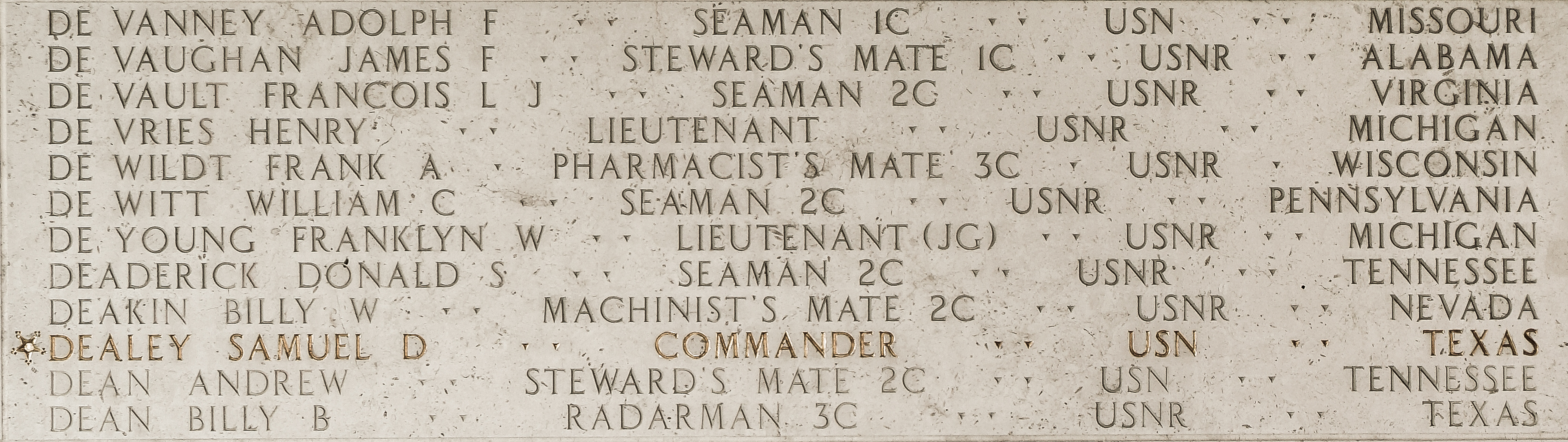 Frank A. De Wildt, Pharmacist's Mate Third Class